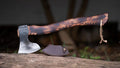 Handmade Bushcraft Axe – Carbon Steel Camping Hatchet with Ash Wood Handle & Leather Sheath