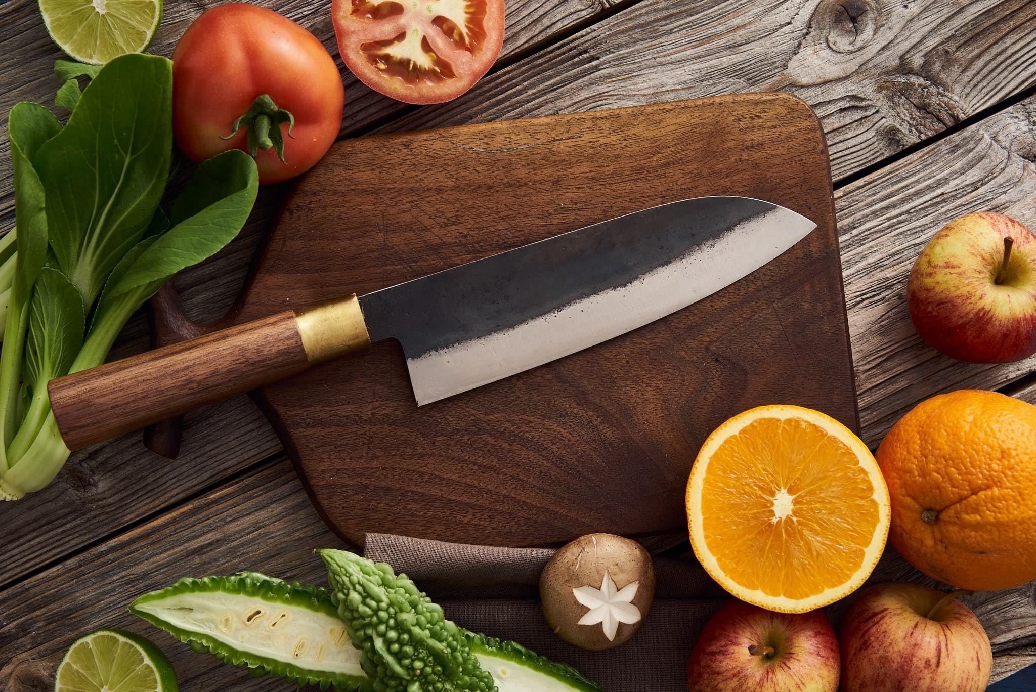 The Legend Gyuto Chef Knife 210mm – Hand-Forged 52100 Carbon Steel with Walnut Handle Santoku knife