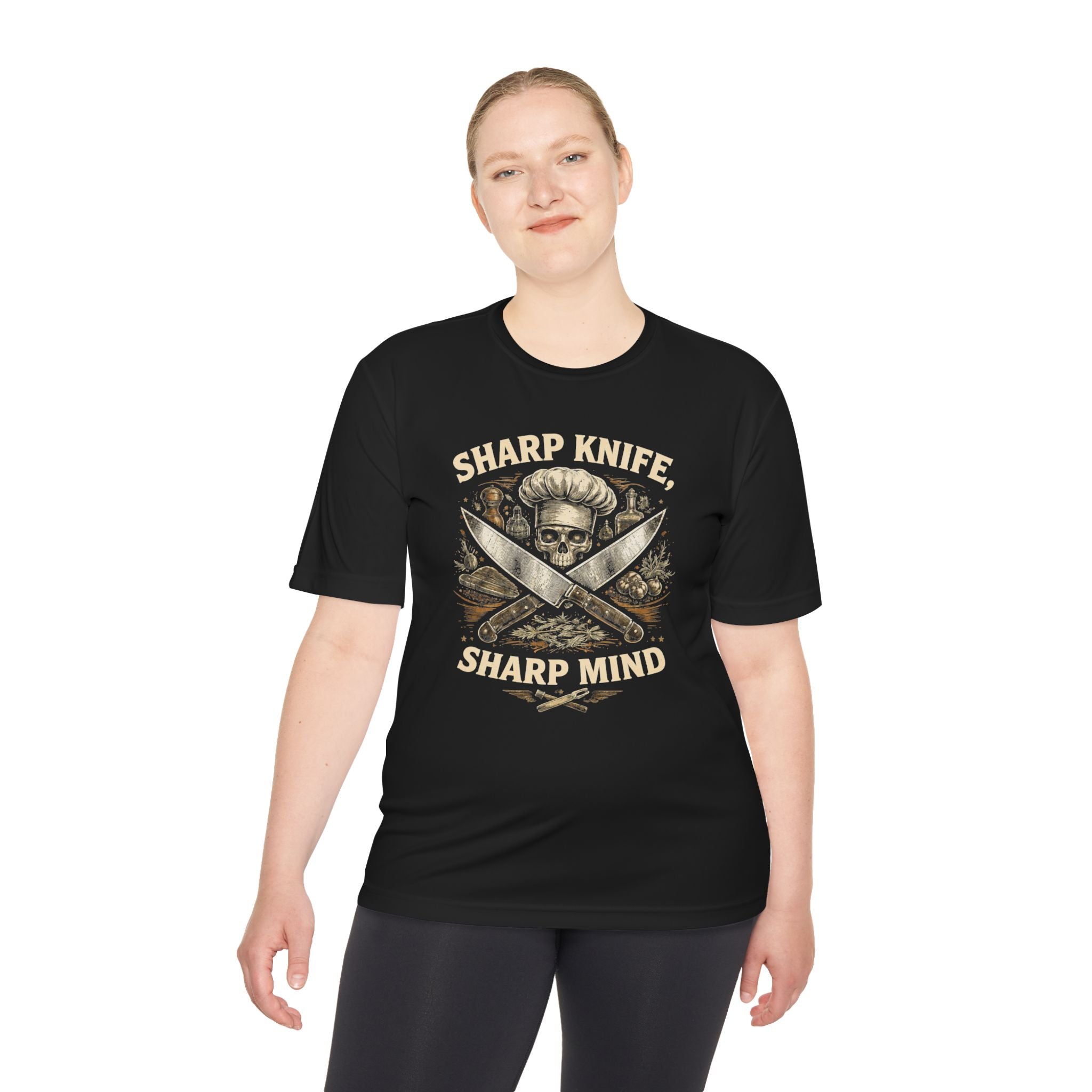 Sharp Knife Sharp Mind Tee - Chef Culinary Knife Skull Graphic Shirt