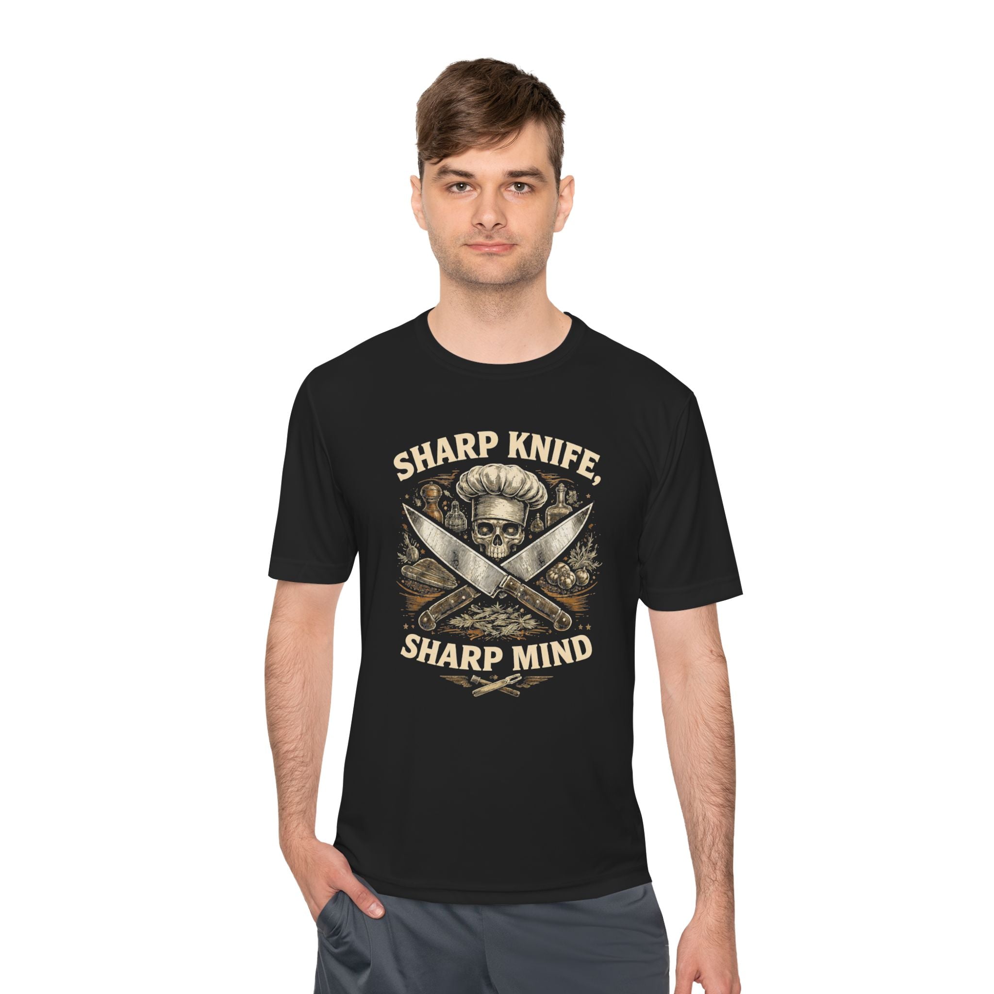 Sharp Knife Sharp Mind Tee - Chef Culinary Knife Skull Graphic Shirt