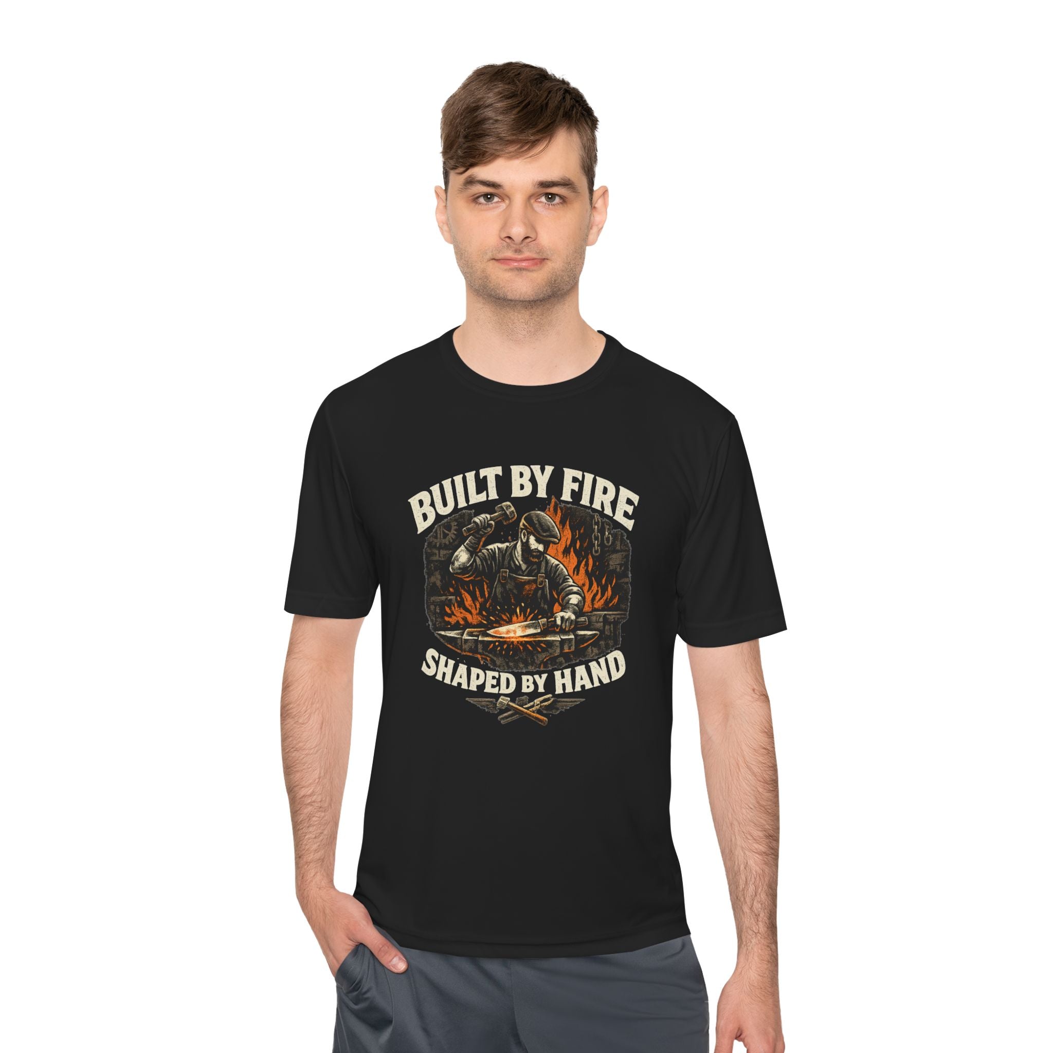 Built by Fire Blacksmith T-Shirt - Vintage Forging Workshop Tee