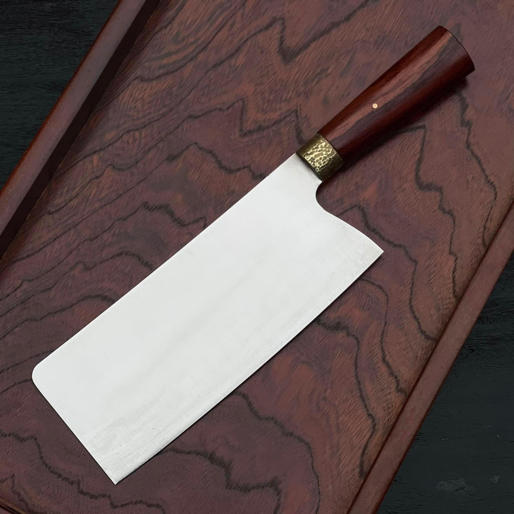 3 Piece Chef Knife Set Nakiri Santoku Serbian Walnut Handles Cleaver