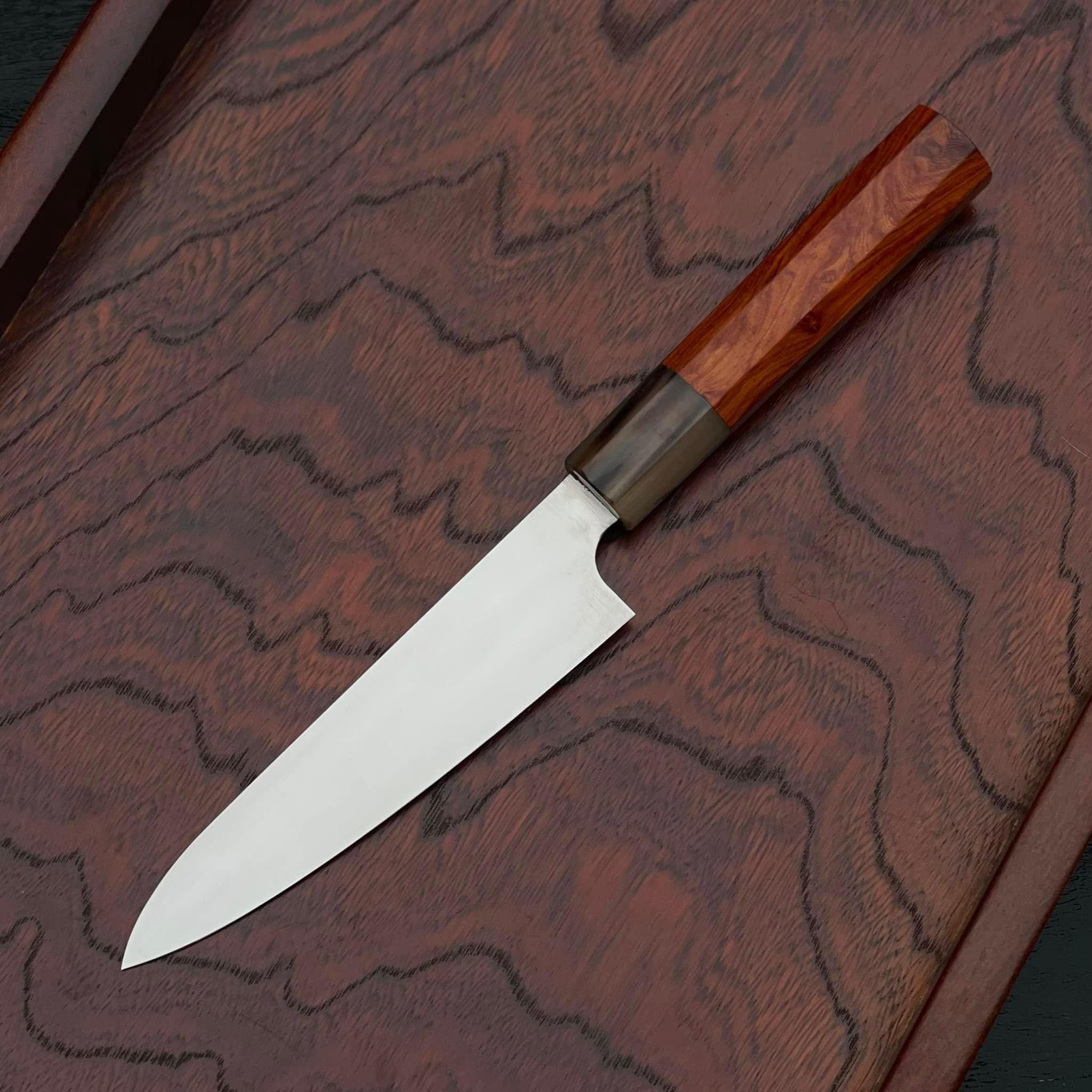 3 Piece Chef Knife Set Nakiri Santoku Serbian Walnut Handles