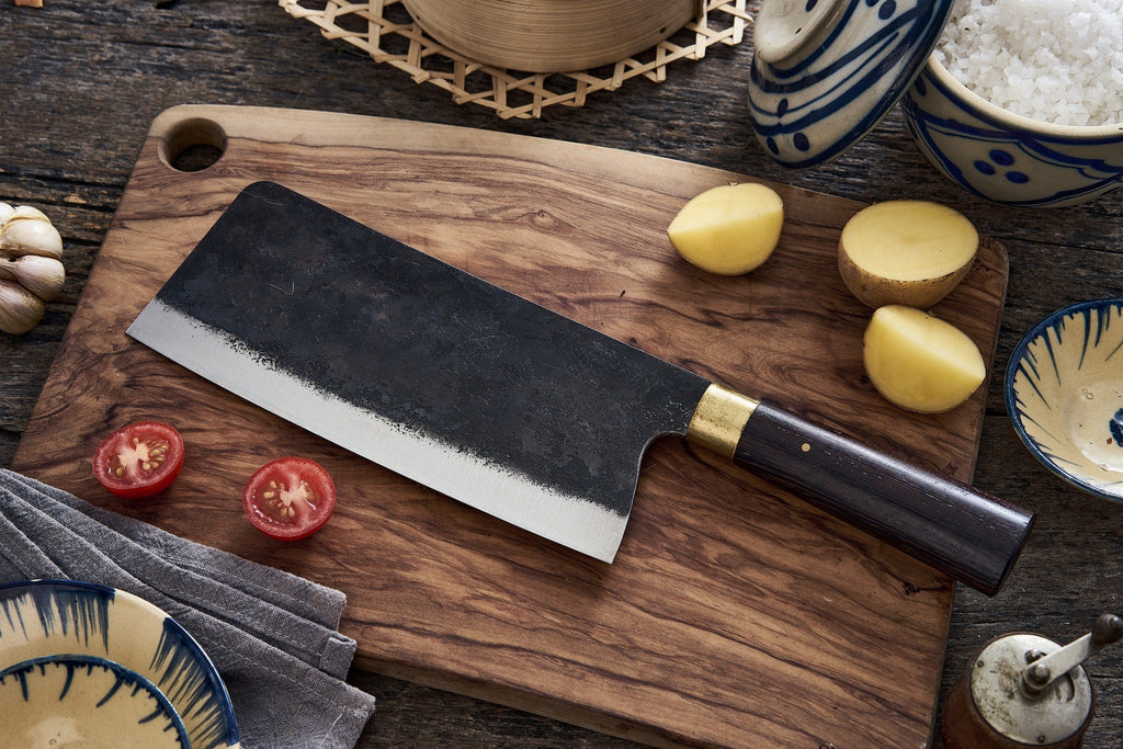 Hand-Forged Kitchen Knives: Nakiri, Santoku & Serbian Chef Knife – Sharp, Durable & Crafted with Solid Wood Handles Clever one