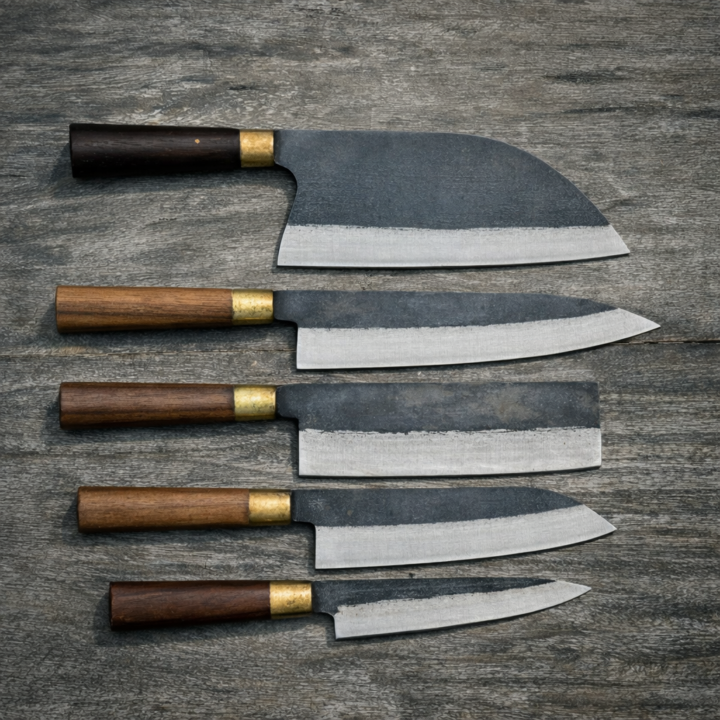 Chef Knives , Handmade Knife, Gift for Him, Japanese Style, High Carbon Steel. Combo 5 Pieces