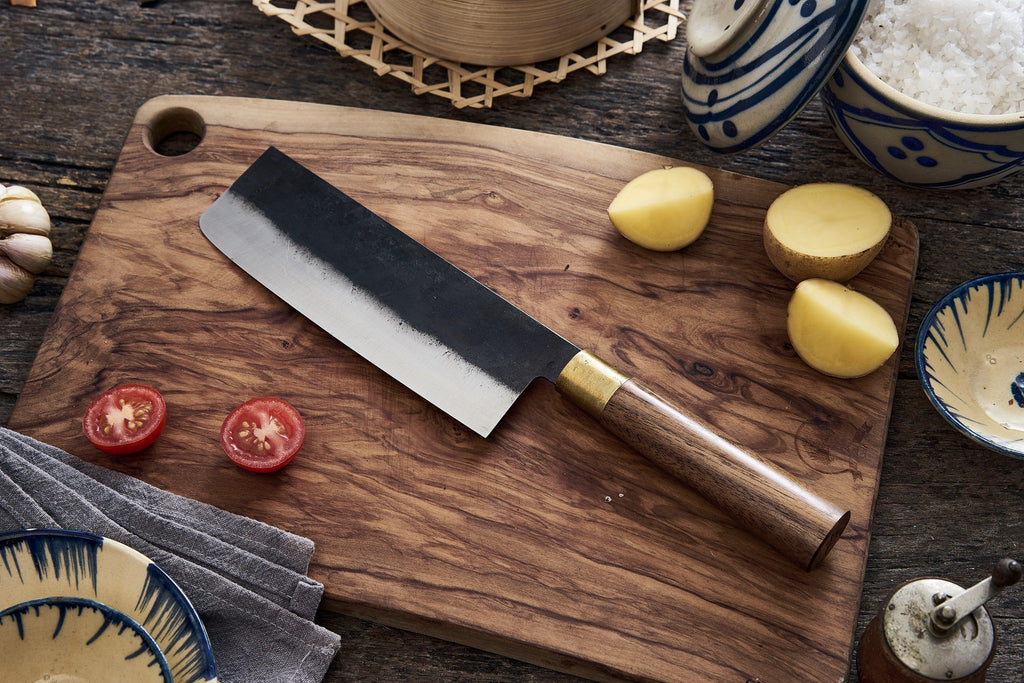 Hand-Forged Kitchen Knives: Nakiri, Santoku & Serbian Chef Knife – Sharp, Durable & Crafted with Solid Wood Handles Nakiri