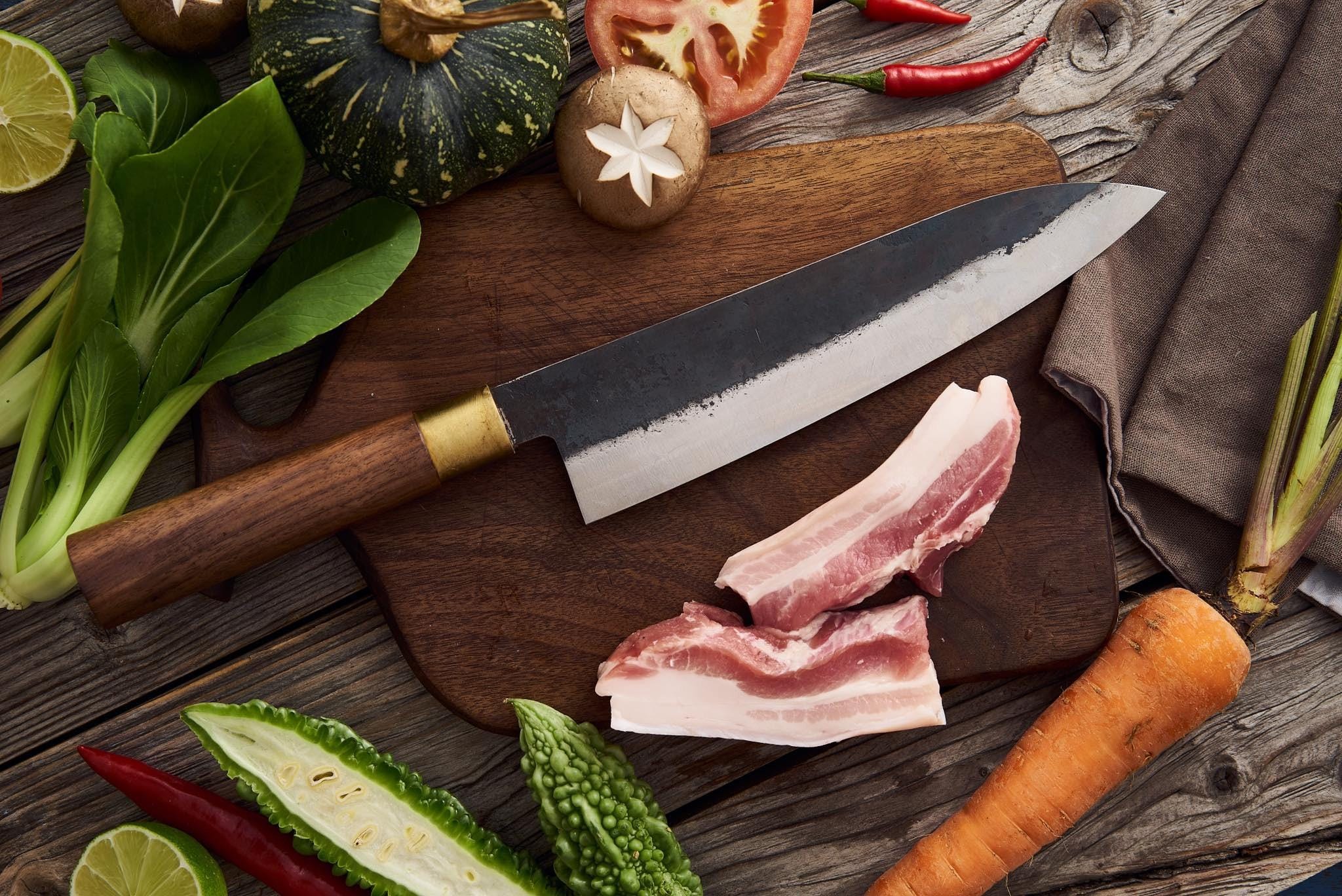 The Legend Gyuto Chef Knife 210mm – Hand-Forged 52100 Carbon Steel with Walnut Handle Gyuto knife