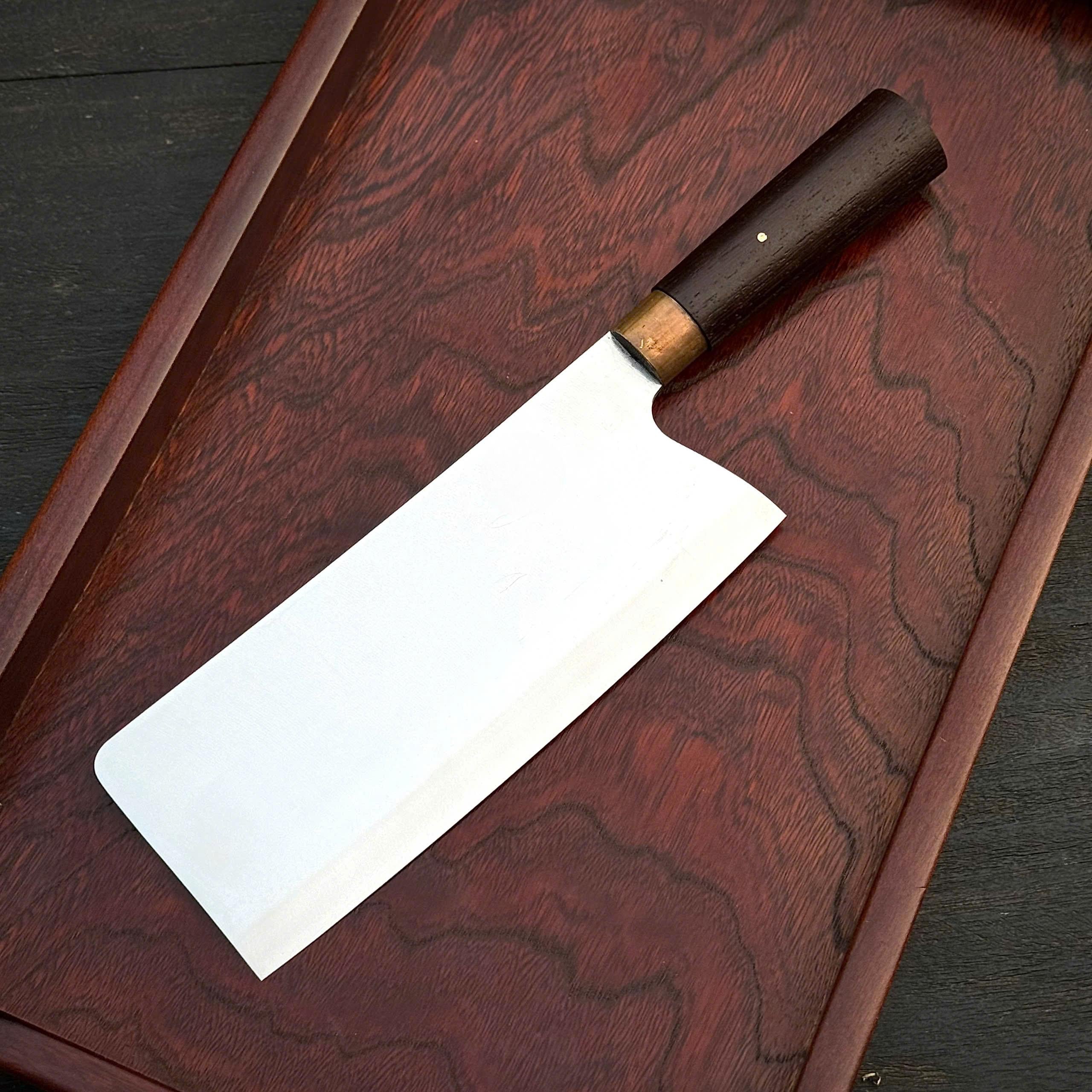 Santoku Stainless Steel Chef Knife – Handmade with Walnut Wood Handle & Brass Fittings Cleaver
