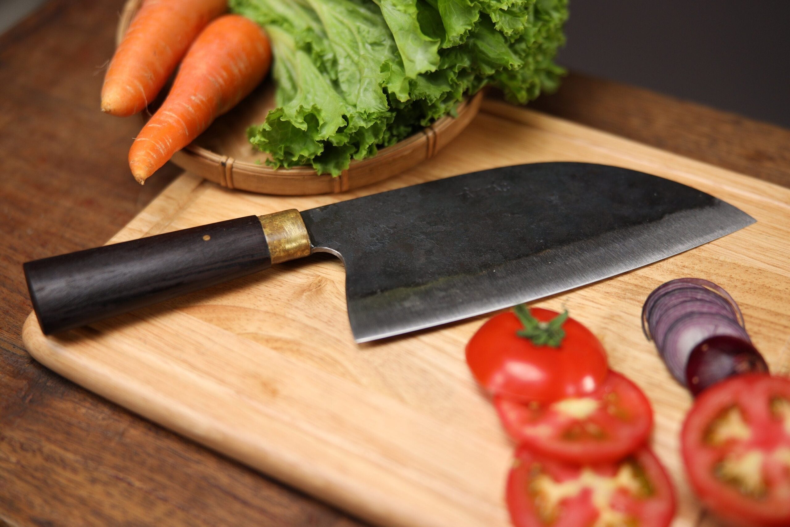 Serbian Chef Knife 205mm – Hand-Forged 52100 Carbon Steel with Walnut Handle - Image 2