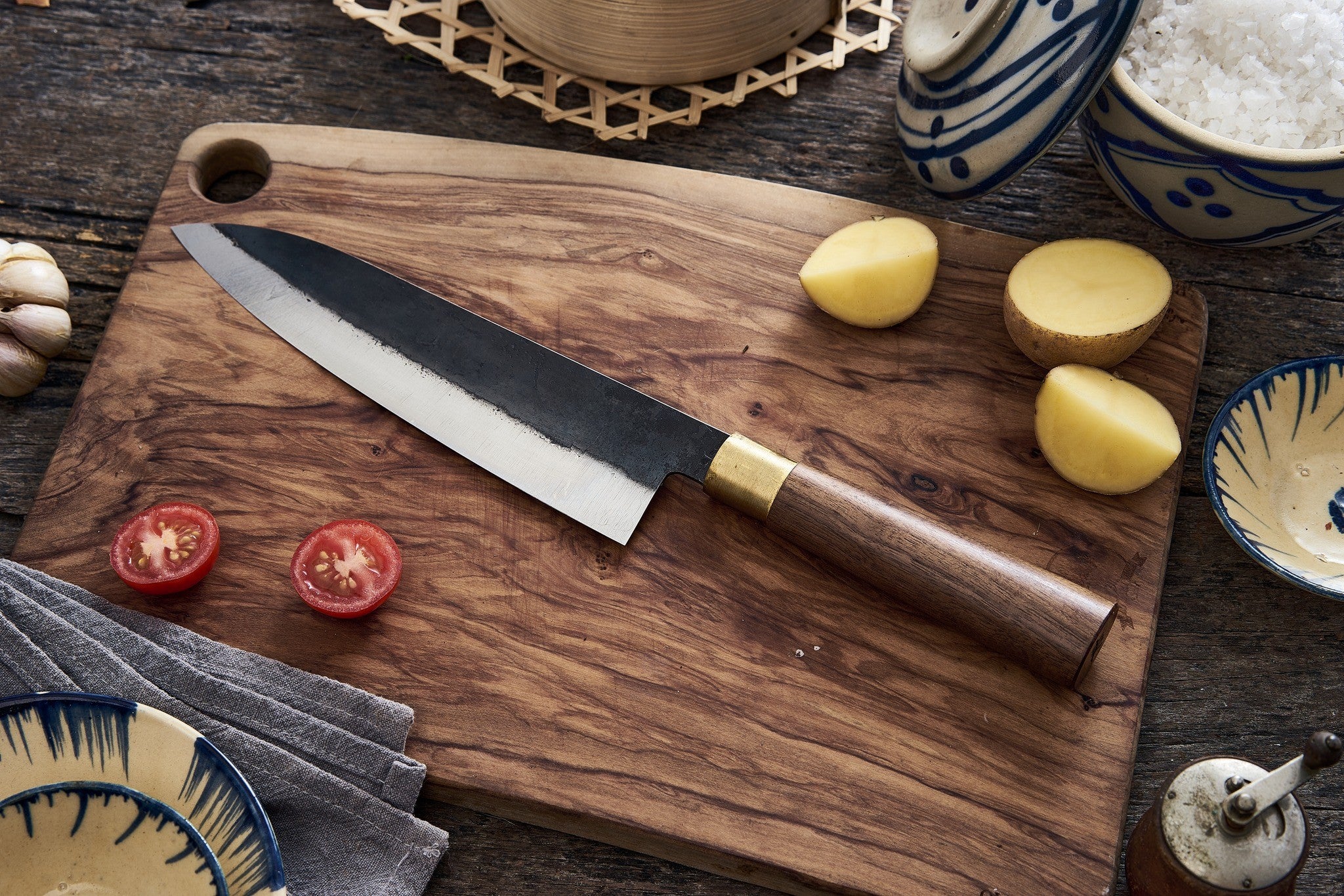 Hand-Forged Kitchen Knives: Nakiri, Santoku & Serbian Chef Knife – Sharp, Durable & Crafted with Solid Wood Handles - Image 2