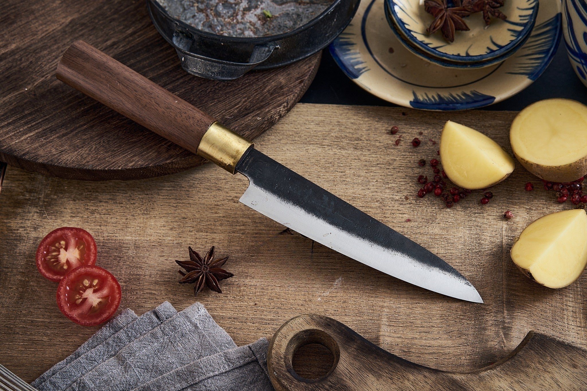 Hand-Forged Kitchen Knives: Nakiri, Santoku & Serbian Chef Knife – Sharp, Durable & Crafted with Solid Wood Handles - Image 3
