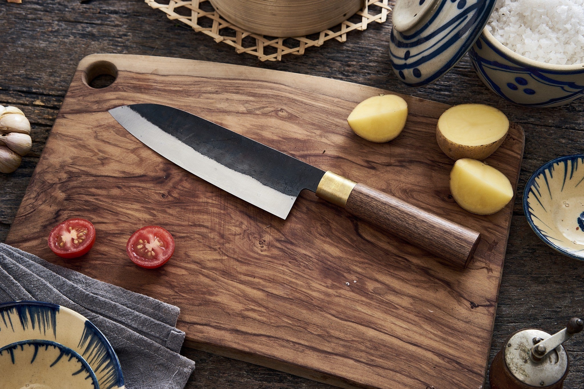 Hand-Forged Kitchen Knives: Nakiri, Santoku & Serbian Chef Knife – Sharp, Durable & Crafted with Solid Wood Handles - Image 5