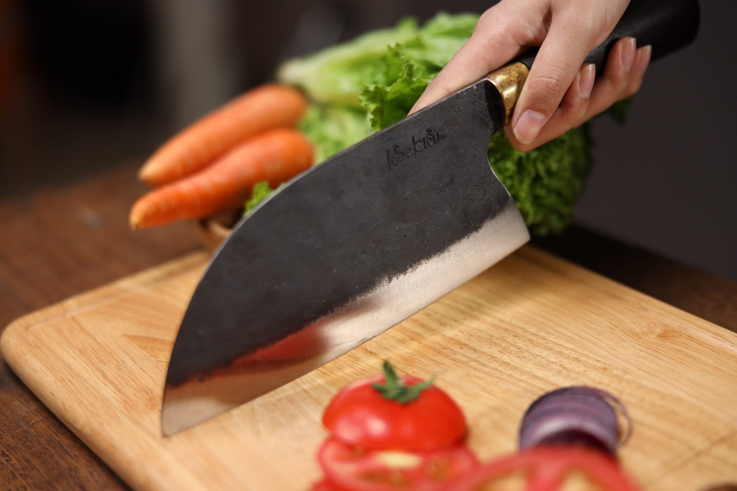 Serbian Chef Knife 205mm – Hand-Forged 52100 Carbon Steel with Walnut Handle - Image 3